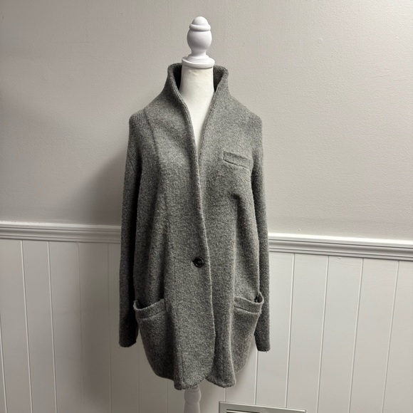 J. Crew Cocoon Knit Sweater Blazer Button Heather Graphite Gray Grey Medium M - Picture 11 of 11